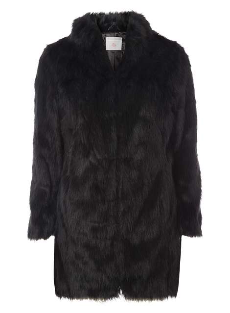 **Petite Black Faux Fur Coat